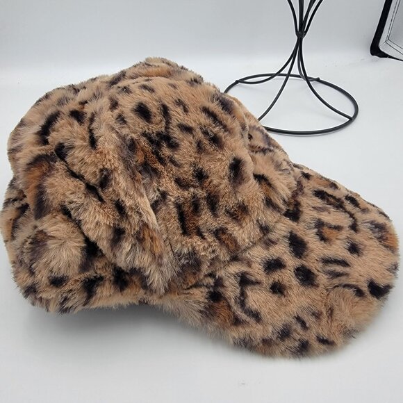 Leopard Print Faux Fur Hat With Adjustable Strap - Picture 11 of 13